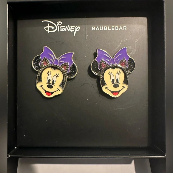 BaubleBar Disney Minnie Mouse Earrings - Purple and Black - Picture 1 of 3